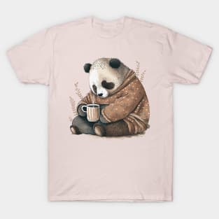 Cute sleepy Bear Drinking Coffee T-Shirt